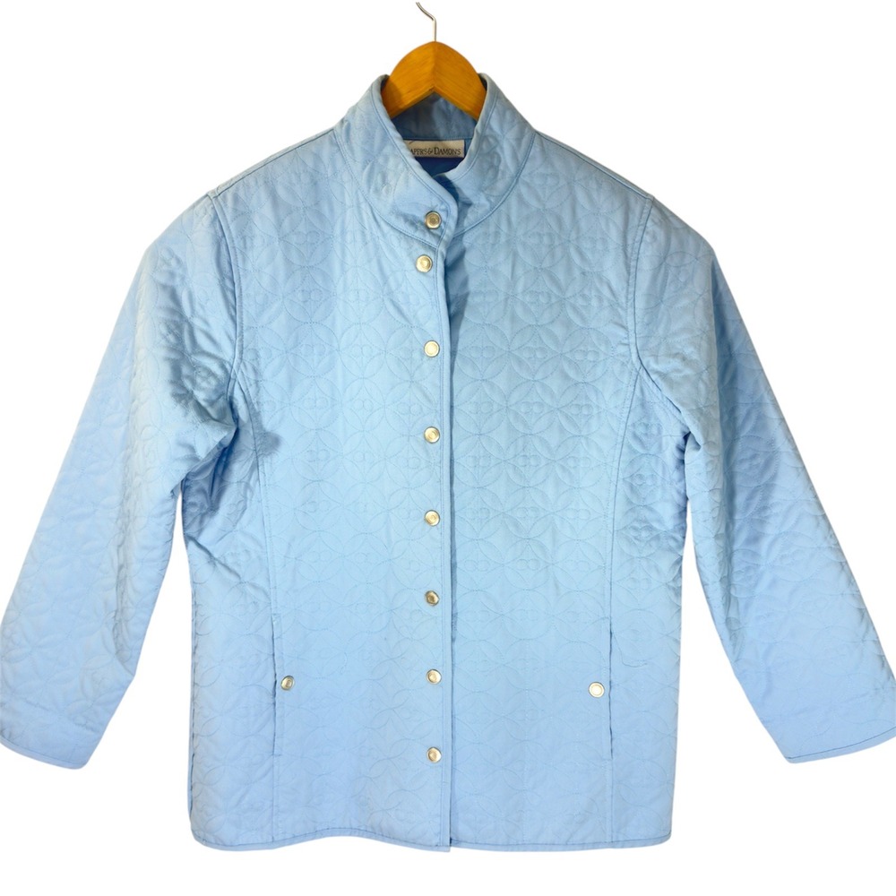 Draper's & Damon's Women's Quilted Jacket Snap Front Women's Coat Blue‎ Size 12